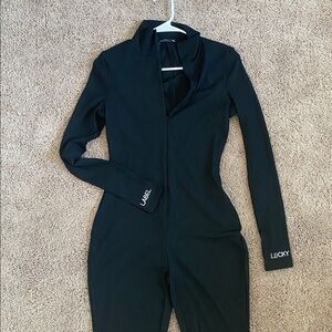 Black Bodysuit with Logo Details